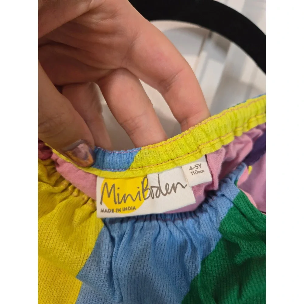 Mini Boden Girls Rainbow Wave Sundress Multi Color Cotton Dress 4-5Y 110cm